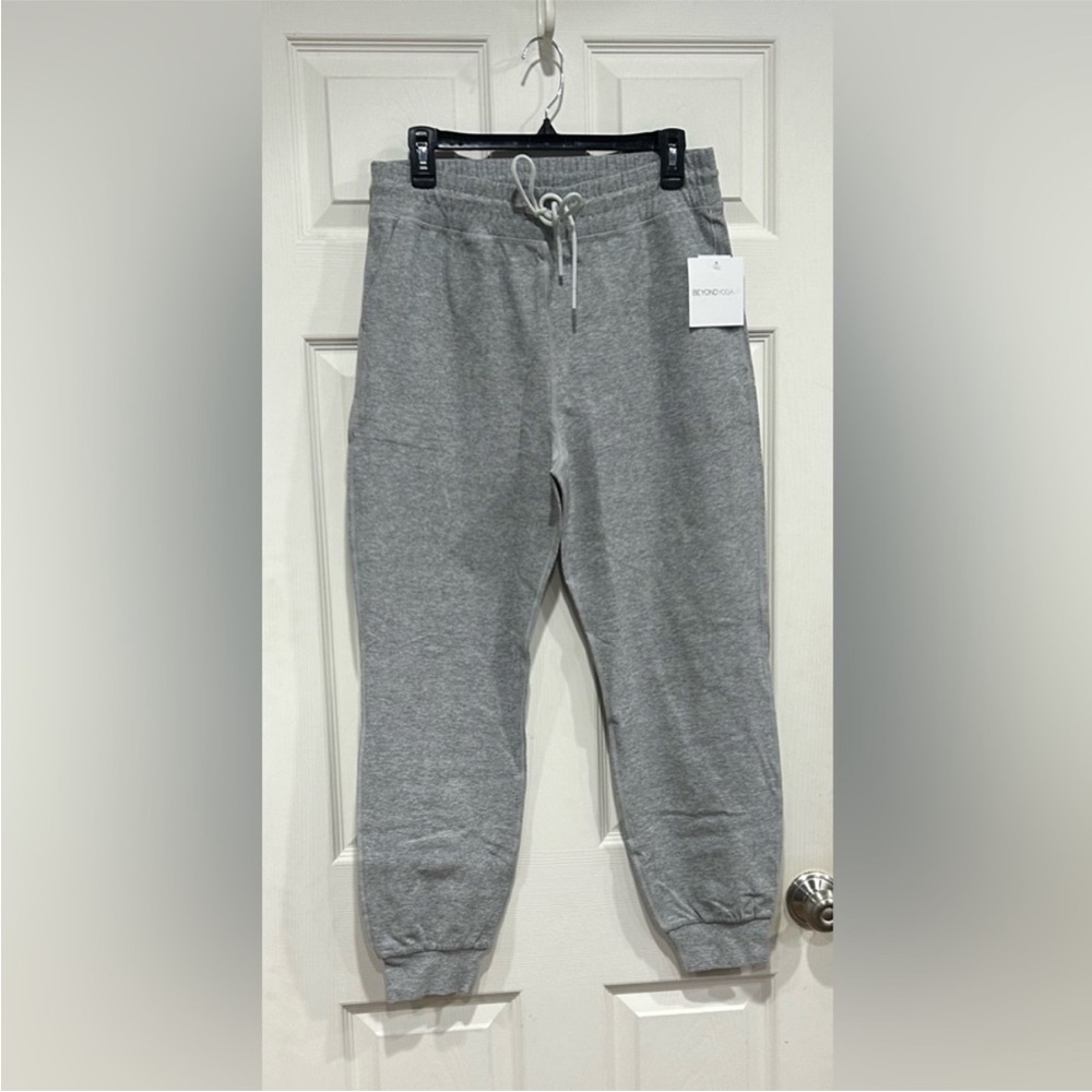Beyond Yoga Women's Large Spacedye Commuter Midi Jogger Grey Silver Mist NWT